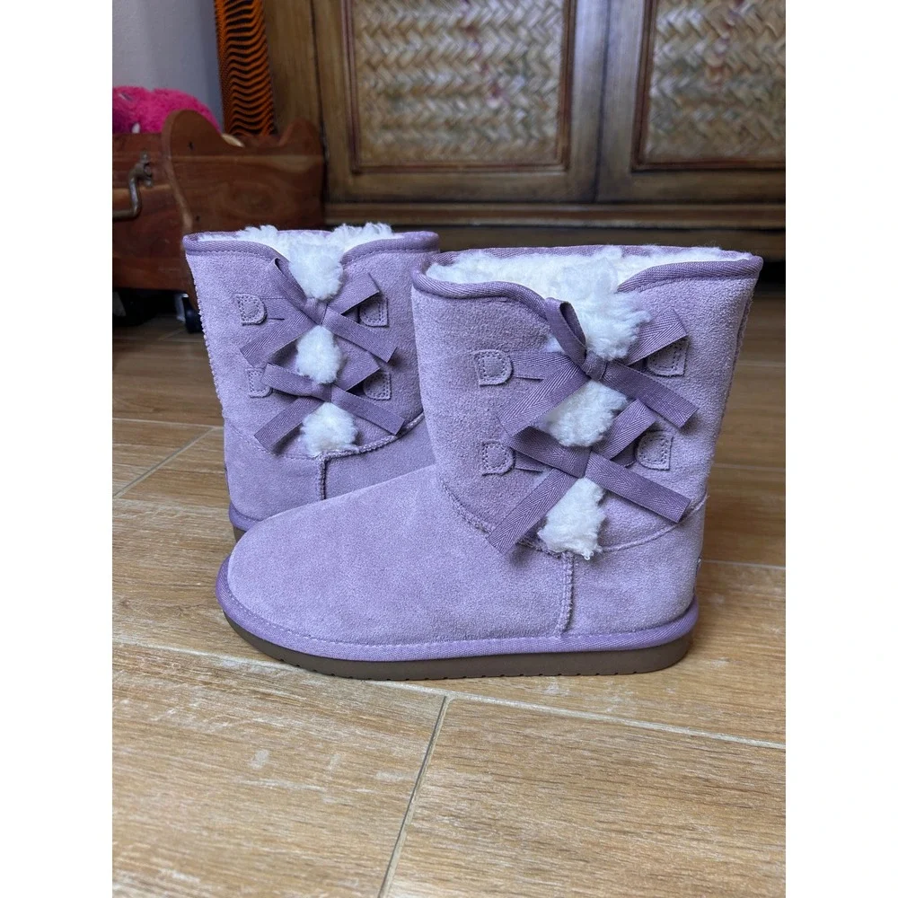 Koolaburra by UGG Victoria Purple Suede Bow Boots Girls Size‎ 4
